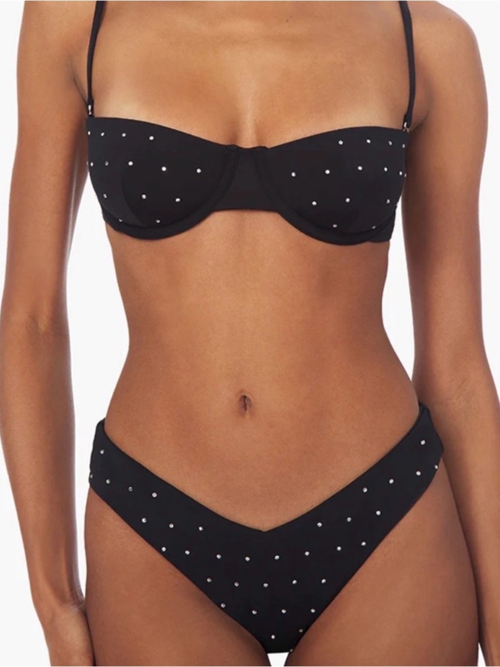 NWT WeWoreWhat Rhinestone Balconette Bikini Top